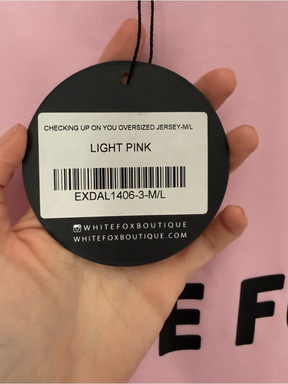White Fox Checking Up On You Oversized Jersey in Light Pink - Picture 6 of 8